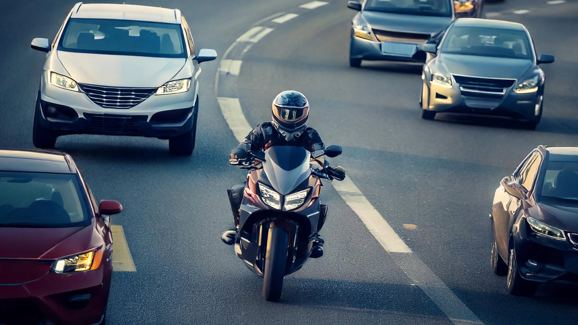 Illustration of motorcycle lane splitting